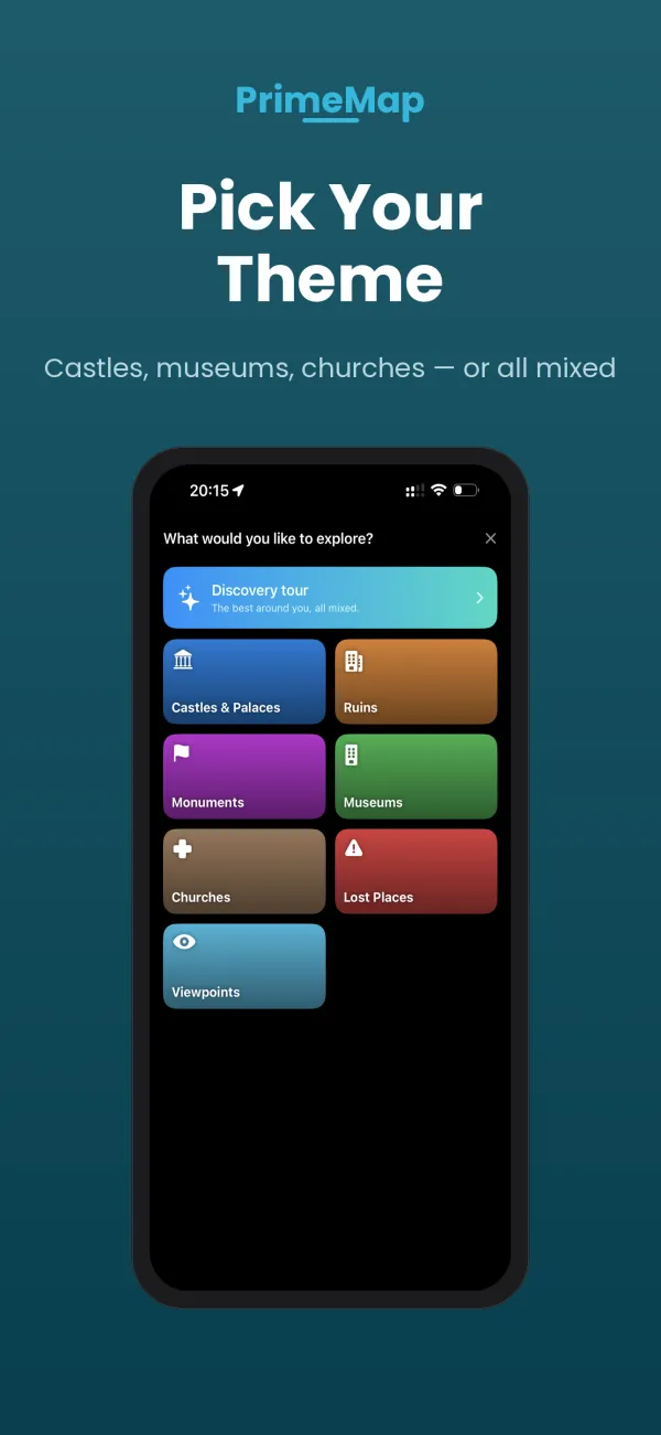 PrimeMap – Choose a tour theme: castles, museums, churches or discovery tour